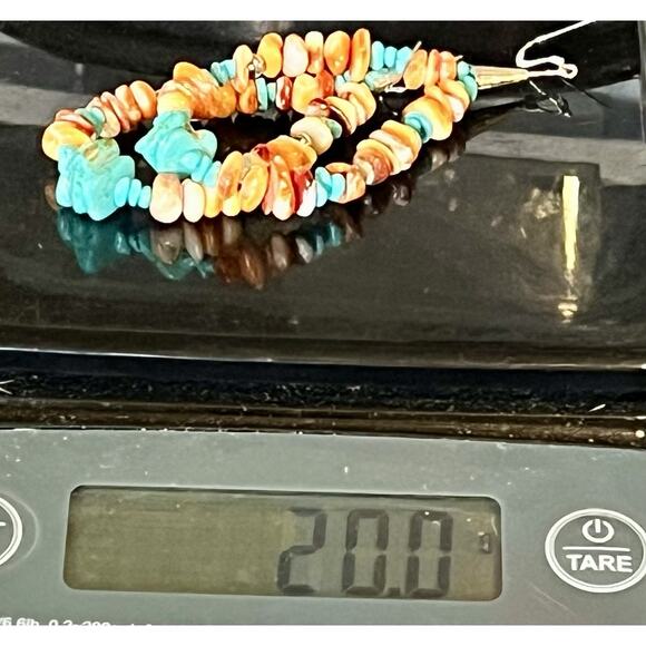 Native American Loop Dangle Earrings 925 Santo Domingo Kewa Pueblo Spiny Oyster - Picture 12 of 12